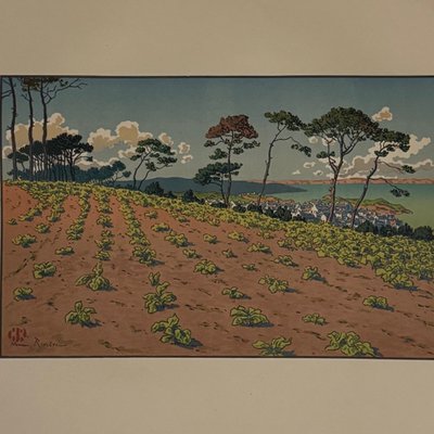 Lithographie par Henri Rivière Douarnenez vu du Ris