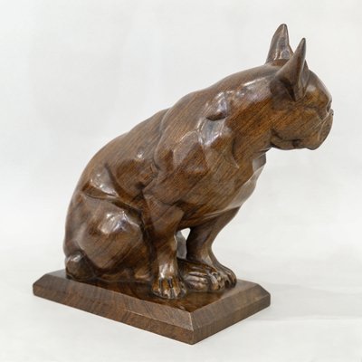 SCULPTURE - LE BOULEDOGUE , LOUIS - HENRI NICOT (1878-1944) - BOIS D’ ACAJOU 