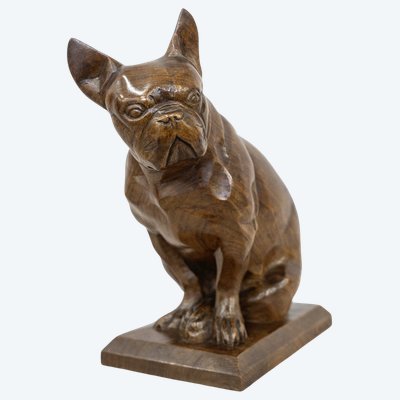 SCULPTURE - LE BOULEDOGUE , LOUIS - HENRI NICOT (1878-1944) - BOIS D’ ACAJOU 