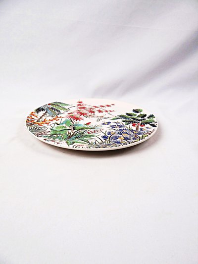 Circular earthenware pie dish from Gien, tamarind pattern, polychrome decoration