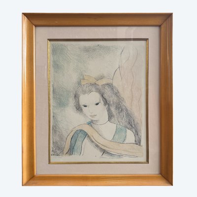Lithografie von Marie Laurencin „Charlotte mit beigefarbenem Schal“, signiert und nummeriert
