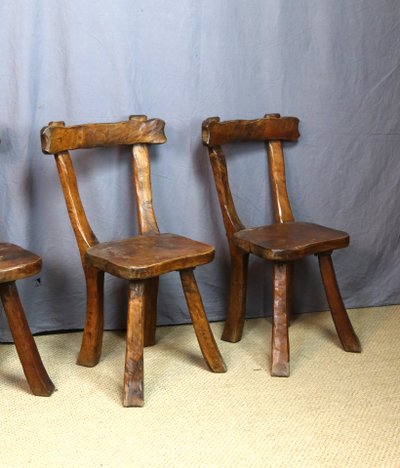 Set of four brutalist style chairs