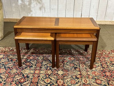 Set of 3 nesting teak tables from the 1970s
