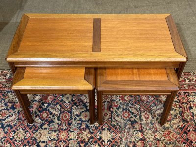 Set of 3 nesting teak tables from the 1970s