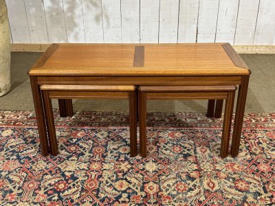 Set of 3 nesting teak tables from the 1970s