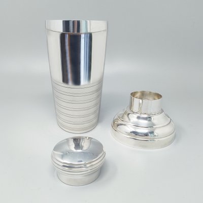 Atemberaubender, versilberter Cocktailshaker im Art-déco-Stil aus den 1930er-Jahren. Hergestellt in Frankreich.