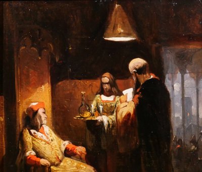 Henri Leys 1815-1869 Scena di trovatori, dipinto circa 1850 Romanticismo Belgio Storia