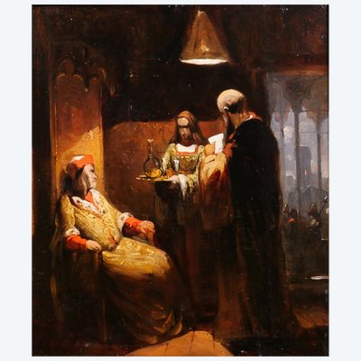 Henri Leys 1815-1869 Scena di trovatori, dipinto circa 1850 Romanticismo Belgio Storia