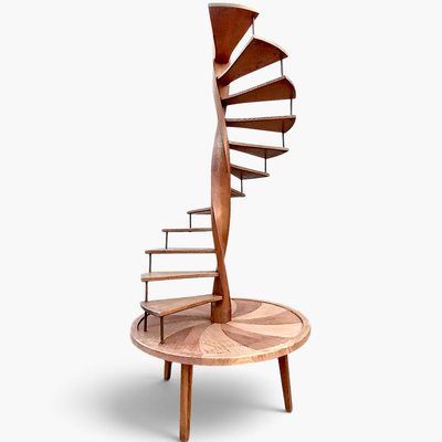 Dekorative Wendeltreppe aus Eiche und Nussbaum, H 228 cm