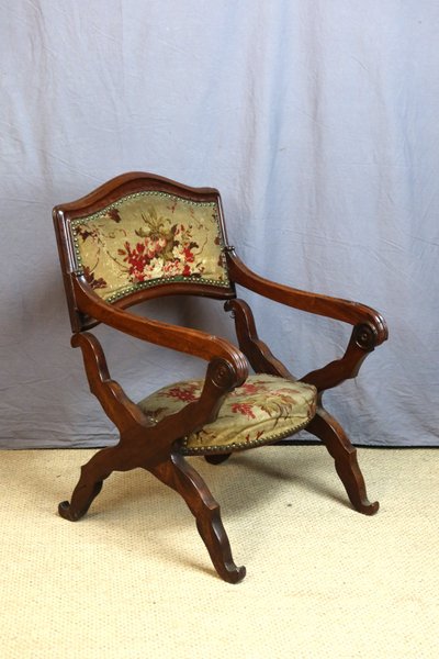 19th-century curule armchair