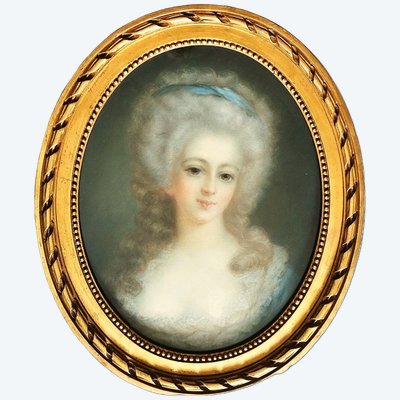 Portrait Of A Lady Framed Pastel 18th Century 