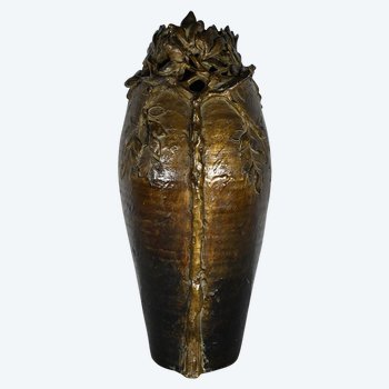 Vaso in ceramica smaltata, firmato “Korina”, Art Nouveau – 1900