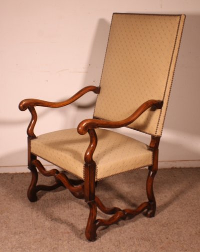 Louis XIV-style Armchairs Called Os De Mouton In Walnut—19th Century