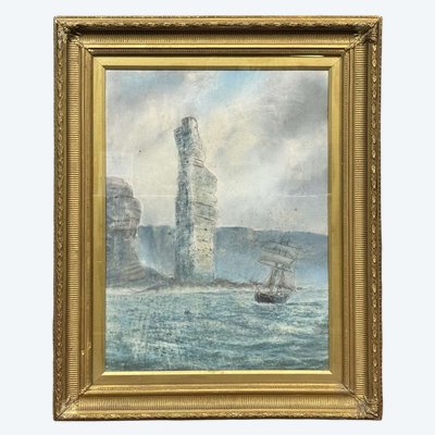 Acquerello su vetro della fine del XIX secolo, firmato A. Johnston 1891