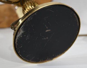 Lampada Bouillotte in Ottone con Paralume Rosso, Stile Luigi XVI - XX