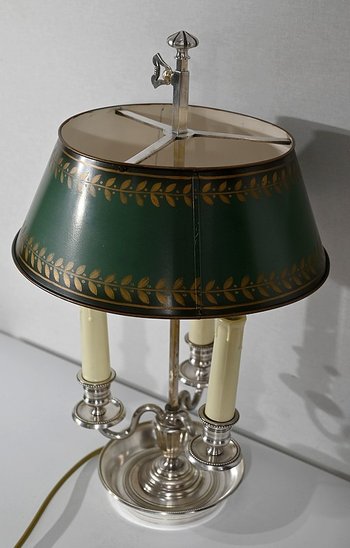 Lampada Bottiglia Acqua Calda in Metallo Bianco, Stile Impero - Inizio XX Secolo