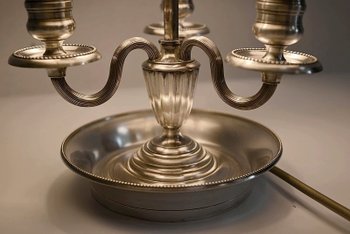 Lampada Bottiglia Acqua Calda in Metallo Bianco, Stile Impero - Inizio XX Secolo