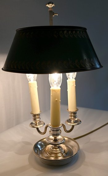 Lampada Bottiglia Acqua Calda in Metallo Bianco, Stile Impero - Inizio XX Secolo