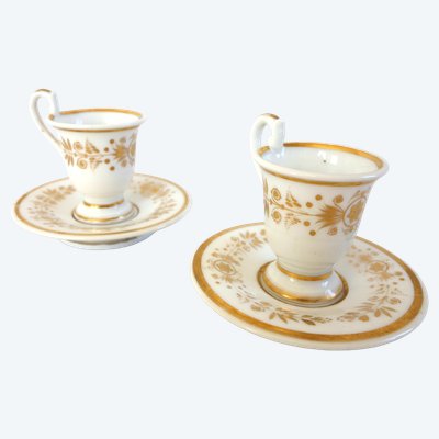Paire de tasses à café d'enfant en porcelaine de Paris, époque Restauration circa 1830