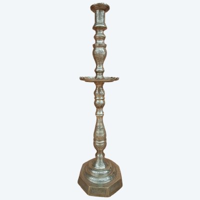 Large Antique Ottoman Chandelier in Solid Bronze / Chiseled Brass - 73 cm / 7 kg 