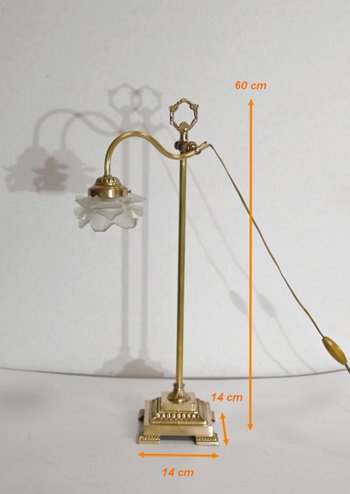 Lampada Tulip Piccola in Vetro e Bronzo, orientabile, Art Déco – 1920