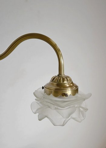 Lampada Tulip Piccola in Vetro e Bronzo, orientabile, Art Déco – 1920