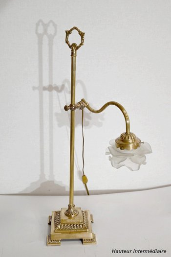 Lampada Tulip Piccola in Vetro e Bronzo, orientabile, Art Déco – 1920