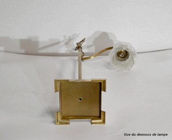 Lampada Tulip Piccola in Vetro e Bronzo, orientabile, Art Déco – 1920