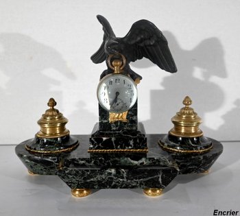 Rare Office Necessary in Marble and Bronze, Empire style - 2nd half of the 19th century