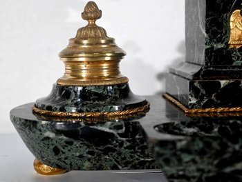 Rare Office Necessary in Marble and Bronze, Empire style - 2nd half of the 19th century