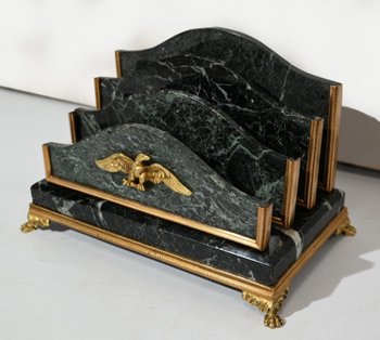 Rare Office Necessary in Marble and Bronze, Empire style - 2nd half of the 19th century
