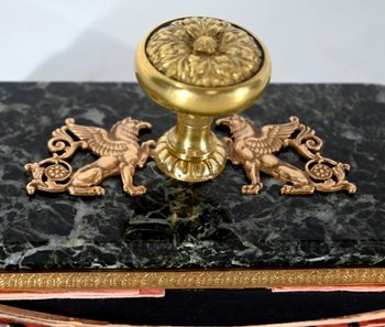 Rare Office Necessary in Marble and Bronze, Empire style - 2nd half of the 19th century