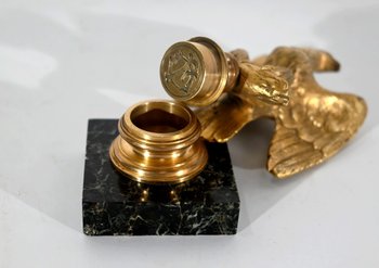 Rare Office Necessary in Marble and Bronze, Empire style - 2nd half of the 19th century