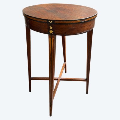 Beistelltisch im Empire-Stil von Jean-Joseph Chapuis, Mahagoni mit Messingintarsien