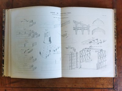 COURS DE CONSTRUCTION École Militaire BRUXELLES par DEMANET 1847  Planches Techniques COLLECTION