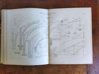 COURS DE CONSTRUCTION École Militaire BRUXELLES par DEMANET 1847  Planches Techniques COLLECTION