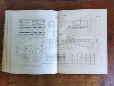 COURS DE CONSTRUCTION École Militaire BRUXELLES par DEMANET 1847  Planches Techniques COLLECTION
