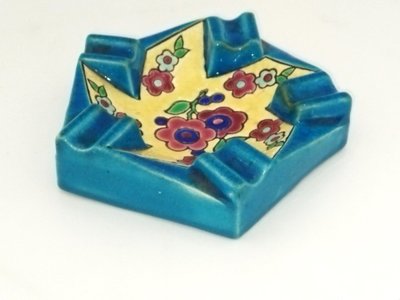 LONGWY Antique Cloisonné Enamel Ashtray with Floral Motifs COLLECTION