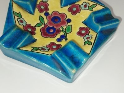 LONGWY Antique Cloisonné Enamel Ashtray with Floral Motifs COLLECTION
