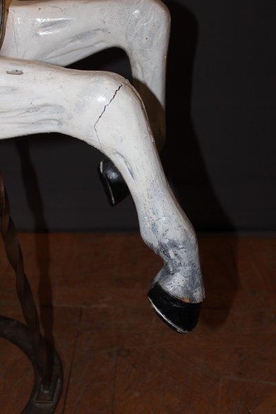 Cheval de Manège en Bois Sculpté vers 1900