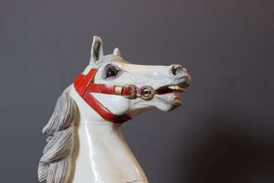 Cheval de Manège en Bois Sculpté vers 1900
