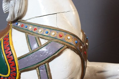 Cheval de Manège en Bois Sculpté vers 1900