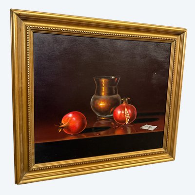 Ölgemälde auf Leinwand, moderne und zeitgenössische Kunst mit Granatäpfeln, 70 x 60 cm