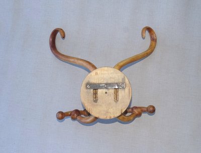 Appendiabiti e cappelli in stile bistrot  Thonet  in legno curvato del 1900, finitura faggio naturale - 2 ganci -