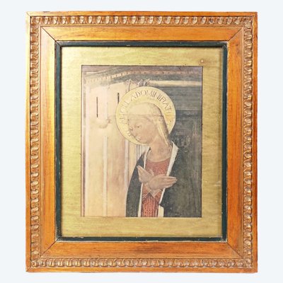 Fra Angelico's "The Annunciation of the Virgin," a framed engraving from the early 20th century