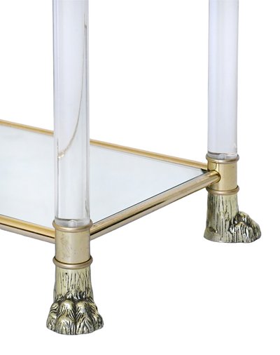 Console a tre ripiani in plexiglas in stile Hollywood Regency