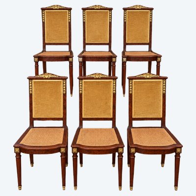 suite de six chaises de salle à manger de style Empire