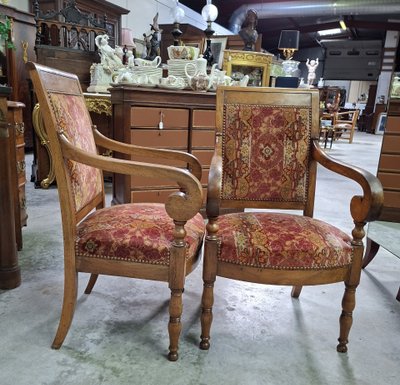 Paire de fauteuils en noyer – Époque Restauration / Charles X – XIXe siècle