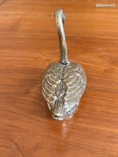 Stackable swan-shaped ashtray – Silver-colored metal, 20th century