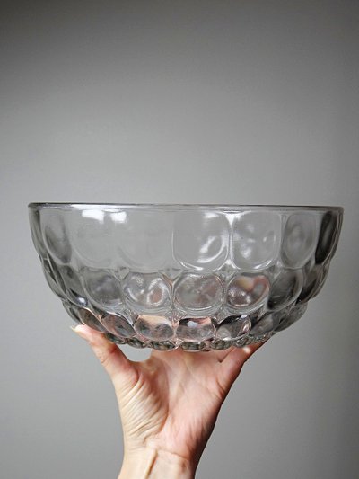 Très rare grand saladier "Billes" René Lalique verre, ancien Art Déco circa 1937